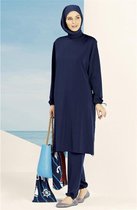 Hasema - Dames Hijab Badpak Gulden Model Donker Blauw - Zwemset Met Legging + Zwemkap En Zwempak Maat XXL