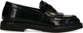 Manfield - Dames - Zwart leren loafers - Maat 39