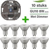 GU10 LED lamp - 10 pack - 8W - Dimbaar - Warm wit licht + LED dimmer 0-175W