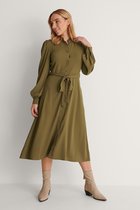 NA-KD Balloon Sleeve Midi Dames Jurk - Maat 36