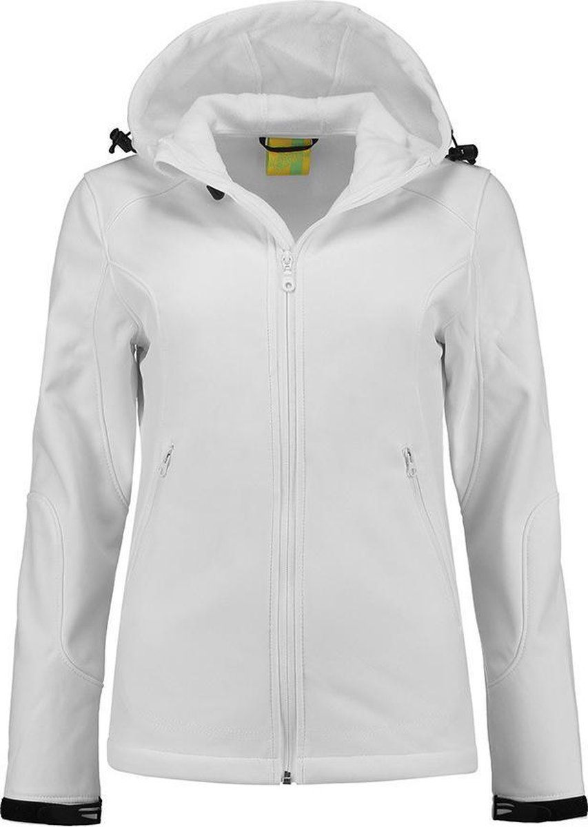 L&S Jas Capuchon Softshell Dames - Vrouwen - Wit - XXL
