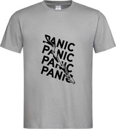 Grijs T-Shirt met “ Panic “ print Zwart  Size XL