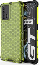 Realme GT Hoesje - Mobigear - Honeycomb Serie - Hard Kunststof Backcover - Groen - Hoesje Geschikt Voor Realme GT