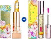 Glamfox Fleurissant Honey Flower Lipstick + Lipgloss Set - Lip Plumper Met 24 Karaat Goudschilfers en Echte Bloem