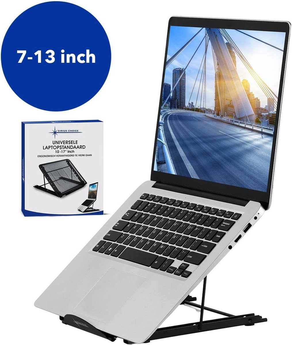Sirius Choice Universele Ergonomische Laptopstandaard 7-13 inch - Stabiele Tablet houder - Verstelbare Laptophouder - Zwart