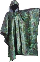 Camouflage Poncho - Legerprint - Herbruikbaar - Regen - Regenponcho -  Kamperen - Hiking - Boswandeling - Hoogwaardige Kwaliteit PVC - One Size