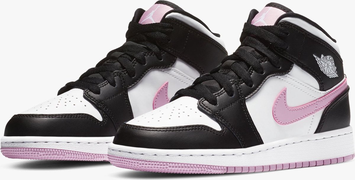 Nike Air Jordan 1 Mid (GS), White/LT Arctic Pink-Black, 555112 103, EUR  38.5 | bol.com