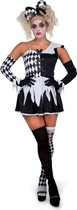 Karnival Costumes Harlekijn Halloween Kostuum Dames Halloween Kostuum Volwassenen Carnavalskleding Dames Carnaval - Polyester - Wit/Zwart - Maat M - 4-Delig Jurk/Hoofdband/Kousen/H