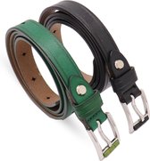 Safekeepers  Dames Riem - Broekriem Leer - Ceintuur - 2 Stuks - 85 - Zwart en Groen