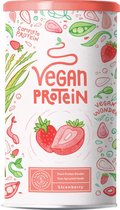 Vegan Protein | Aardbei | Plantaardige proteinen mix van gekiemde rijst, erwten, lijnzaad, amaranth, zonnebloempitten, pompoenzaad | 600g eiwit poeder met natuurlijke Aardbei smaak