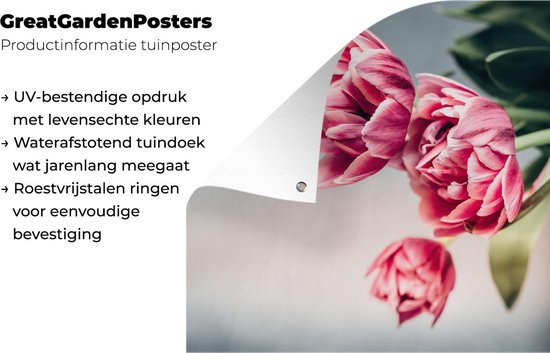 Décoration murale Fleurs - Tulipes - Rose - 180x120 cm - Poster jardin - Toile jardin - Poster extérieur