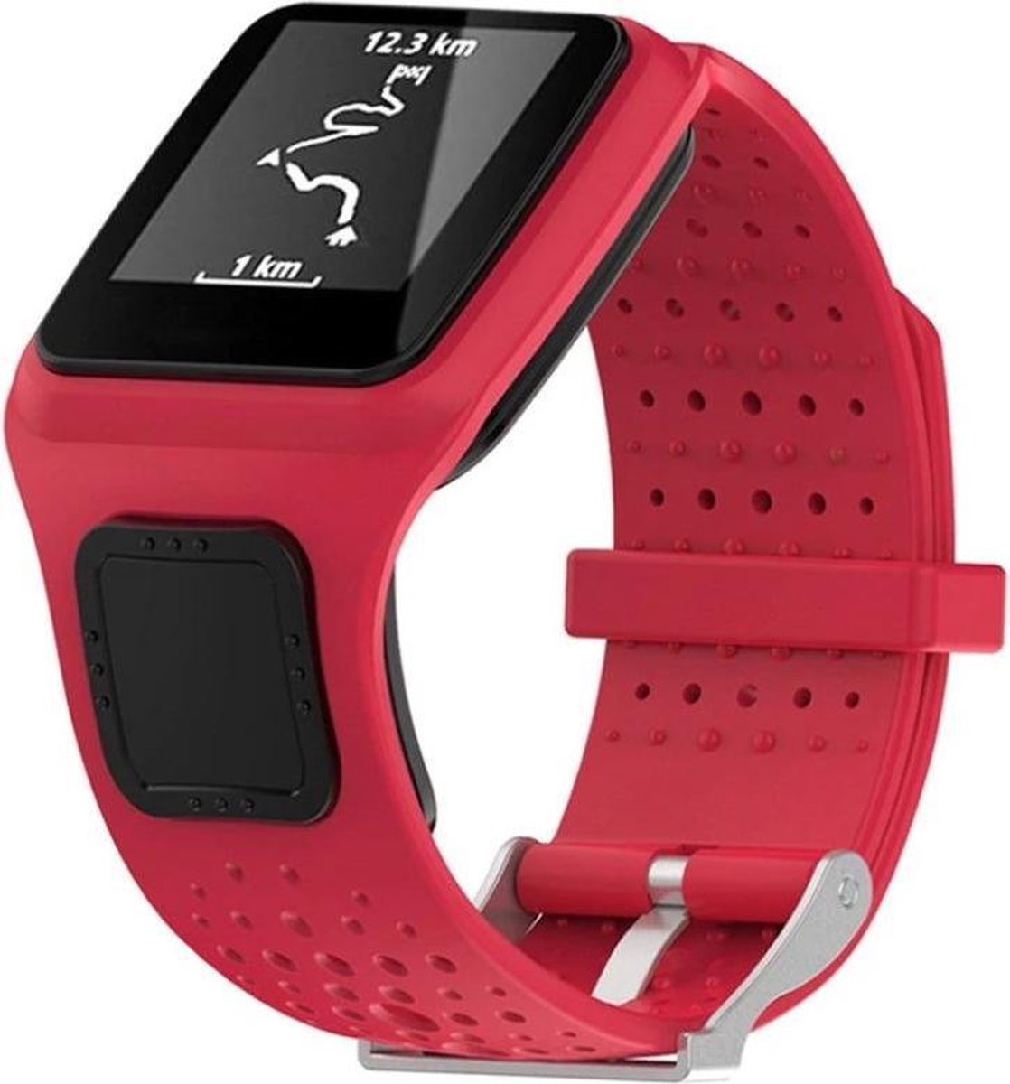 Rood bandje geschikt voor Tomtom Runner 1 & Multi-Sport 1 - horlogeband -  polsband -... | bol