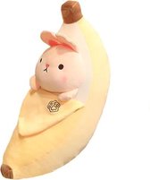 XXL konijn in banaan kawaii knuffel - knuffel - 55 cm - zacht - roze