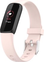By Qubix - Geschikt voor fitbit luxe bandje - Sportbandje met gesp - Maat: Large - Licht roze Smartwatchbandje horlogeband polsband Armband Strap Band