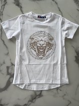 Jongens t shirt | Jongens shirt 95% Katoen, 5% Elastaan | T-shirt voor jongens wit met leeuwen logo | Jongens shirt 95% Katoen, 5% Elastaan, Verkrijgbaar in de maten 104/4 t/m 164/14