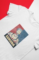 Sukuna Ryomen Retro T-Shirt | Jujutsu Kaisen Anime Merchandise | Maat XL Wit