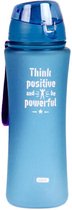 Sport Bidon drinkfles/waterfles Think Positive print blauw 650 Ml van Kunststof