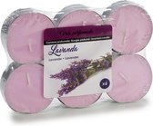 Set van 18x maxi geurkaarsen/theelichtjes lavendel 10 branduren - Waxinelichtjes met lavendelgeur - Grote waxinelichten