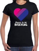 Proud to be bisexual - Pride vlag hartje t-shirt - zwart - dames -  LHBT - Gay pride shirt / kleding / outfit XL