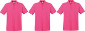 3-Pack maat M roze polo shirt premium van katoen voor heren - Polo t-shirts voor heren