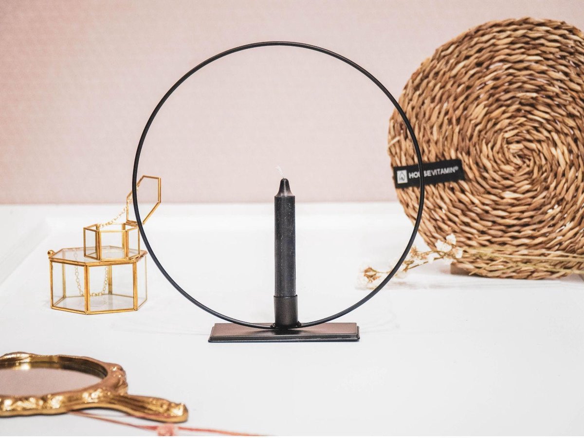 Housevitamin kandelaar 'cirkel' 28 cm - ronde kaarsenstandaard /  kaarsenhouder - zwart | bol.com