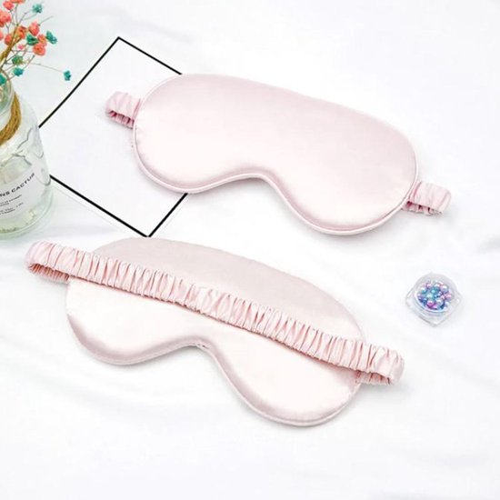 DW4Trading Luxe Zijden Slaapmasker Licht Roze - Reismasker