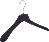 De Kledinghanger Gigant - 20 x Mantel / kostuumhanger kunststof velours zwart met schouderverbreding, 40 cm