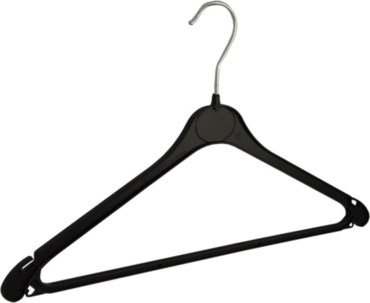 De Kledinghanger Gigant - 40 x Blouse / shirthanger kunststof zwart met rokinkepingen en broeklat, 43 cm