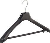 De Kledinghanger Gigant - 30 x Mantel / kostuumhanger kunststof zwart met schouderverbreding en anti-slip broeklat, 45 cm