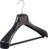 De Kledinghanger Gigant - 30 x Mantel / kostuumhanger kunststof zwart met schouderverbreding en broeklat, 40 cm