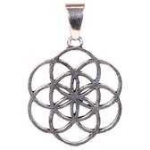 Bloem des Levens hanger - Flower of Life - Messing - Zilverkleurig