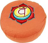 Meditatiekussen 2e chakra geborduurd - 33x17 - Boekweit - Katoen - Oranje