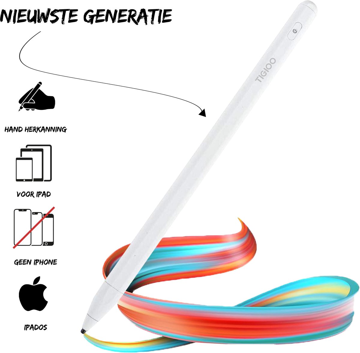 Stylus Pen - Active Stylus Pencil Nieuwste Generatie - Handdetectie - Alternatief Apple Pencil - Alleen voor Apple iPad (NEW)