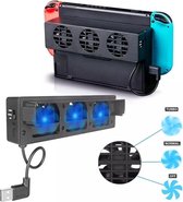 DrPhone NS10 Koelventilator - Externe Dock - Koelstandaard met 3 ventilatoren – Geschikt Voor N-Switch - Zwart