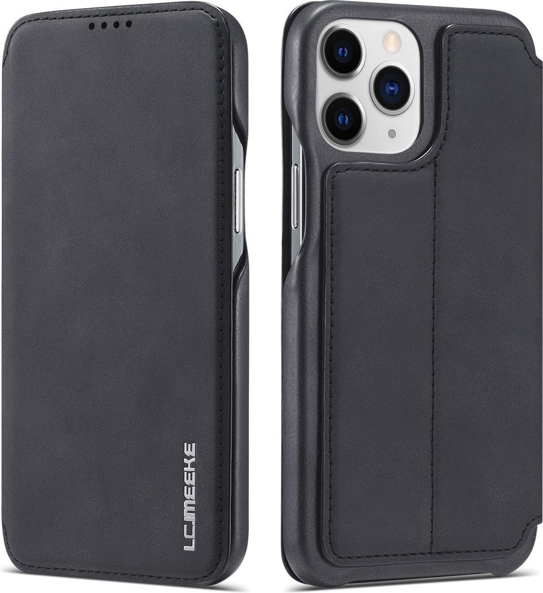 Luxe Telefoonhoesje voor Apple iPhone 12 | Hoogwaardig Leren Bookcase | Luxe Uitstraling | Flip Case | Portemonnee | Zwart