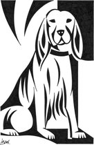 Hond °6: Cocker-spaniëlzitting - unieke zwart-wit pentekening met lijst (Iban Van der Zeyp)