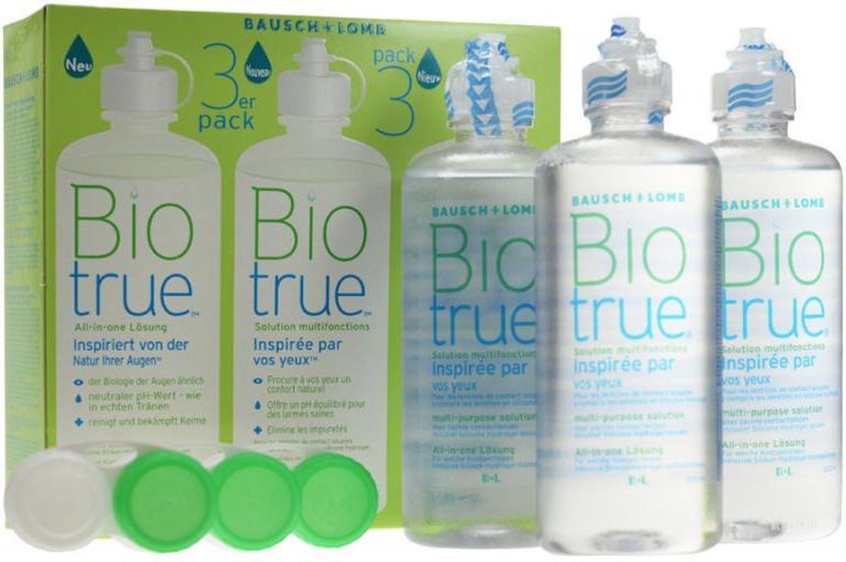 Goedkoopste Biotrue multi-purpose solution | 3x 300ml 3x lenshouder - Lenzenvloeistof
