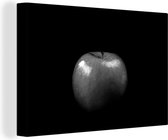 Canvas Schilderij Appel - zwart wit - 30x20 cm - Wanddecoratie