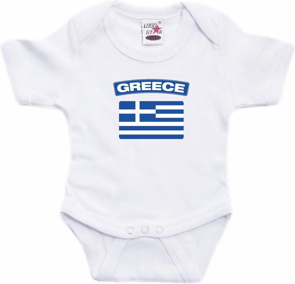 Greece baby rompertje met vlag wit jongens en meisjes - Kraamcadeau - Babykleding - Griekenland landen romper 56