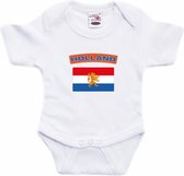 Holland baby rompertje met vlag wit jongens en meisjes - Kraamcadeau - Babykleding - Nederland landen romper 80 (9-12 maanden)