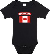 Canada baby rompertje met vlag zwart jongens en meisjes - Kraamcadeau - Babykleding - Canada landen romper 80 (9-12 maanden)
