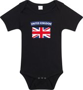 United Kingdom baby rompertje met vlag zwart jongens en meisjes - Kraamcadeau - Babykleding - Verenigd Koninkrijk landen romper 92 (18-24 maanden)