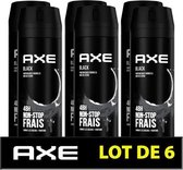 AXE Men's Bodyspray Black Deodorant - 48 uur non-stop frisheid - Antibacterieel - Partij van 6 x 200 ml - 1,2 L