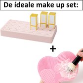 Make Up Brush Holder + Pad - Make Up Organizer - Make Up Set - Vernis à ongles Organizer - Lipstick Organizer - Rouge à lèvres Holder - Make Up Pads - Make Up Brush Cleaner - Rose - Pink