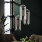 Hanglamp 3-Lichtbronnen - Ø15cm - Cilinder - Getrapt - Glas - Mesh - Giga Meubel