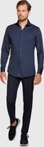 PEERS-Amsterdam -  overhemd heren lange mouwen - blauw - 4 way stretch / beweegt altijd met je mee - slim fit - makkelijk strijkbaar - maat 39 - M