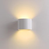 Moderne LED Wandlamp Halfrond - Wit - Set 2 Stuks - Waterdicht – Sfeerlamp 6W Warm Wit – Aluminium – Binnen of Buiten