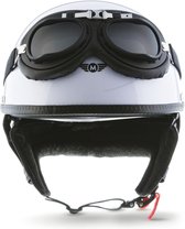 MOTO D23 braincap, Wit, halve helm, pothelm voor scooter en motor, XL, hoofdomtrek 61-62cm