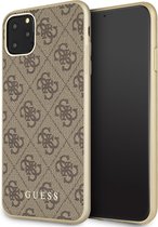 iPhone 11 Pro Max Backcase hoesje - Guess - Effen Bruin - Kunstleer