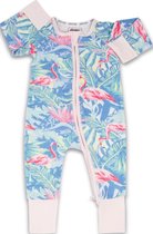 Zipster Flamingo - Baby Romper - Bamboe - Met 2-way ritssluiting - Maat 56-62